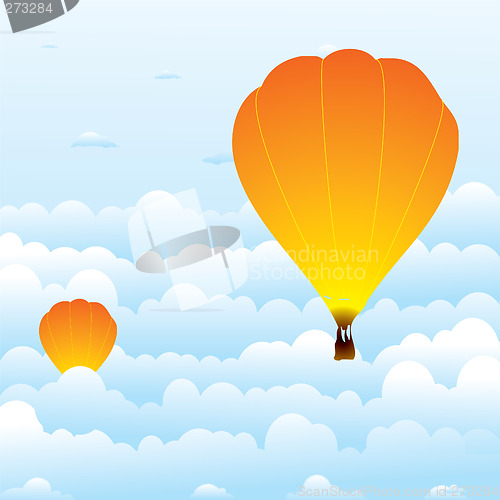 Image of hot air balloon in clouds