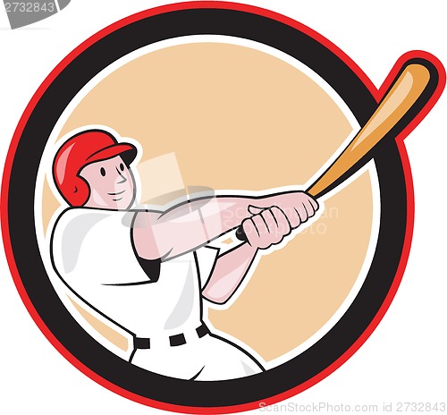 Image of Baseball Player Batting Circle Cartoon