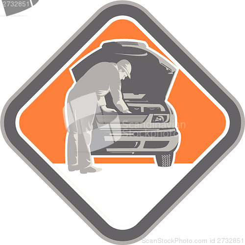 Image of Automotive Mechanic Car Repair Woodcut