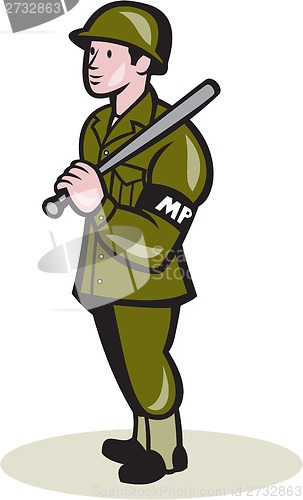 Image of Military Police With Night Stick Baton Cartoon