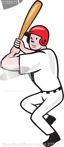 Image of Baseball Player Batting Side Isolated Cartoon