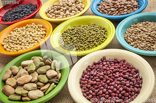 Image of variety of beans in bowls