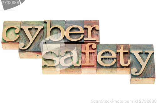Image of cyber safety text in wood type