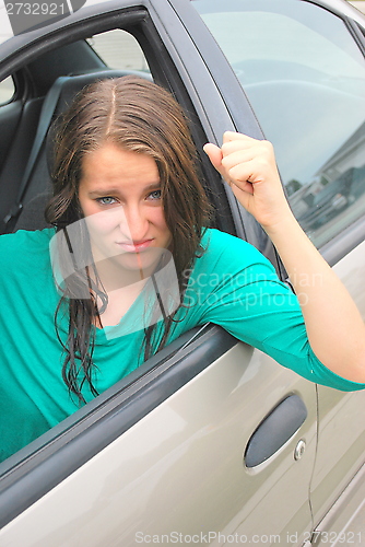 Image of Angry female driver.