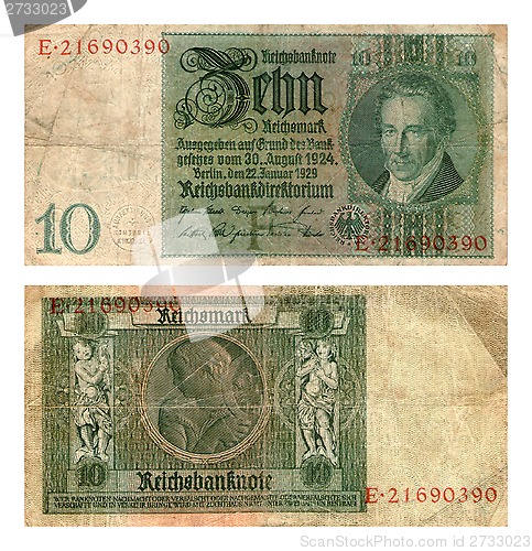 Image of Reichsbanknote, ten marks, Germany, 1929