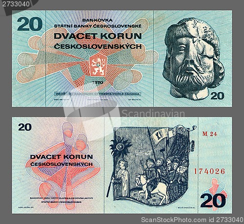 Image of twenty kronas, Czechoslovakia, 1970