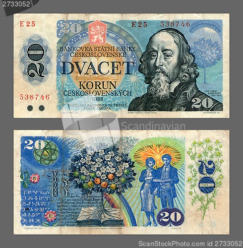 Image of twenty kronas, Czechoslovakia, 1988