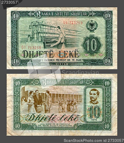 Image of ten leke, State Bank to Albania, 1976