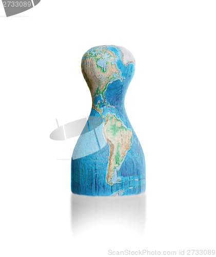 Image of Wooden pawn with a painting of a map