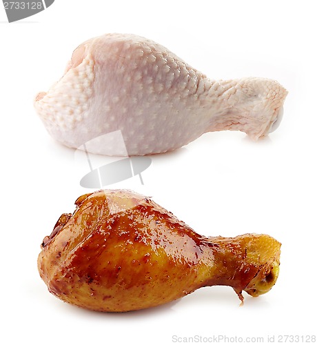 Image of Raw and Roasted chicken legs