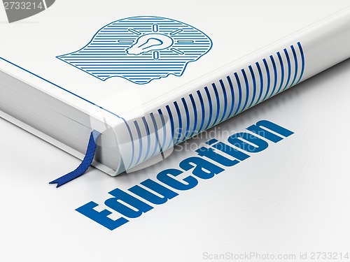 Image of Education concept: book Head With Light Bulb, Education on white background