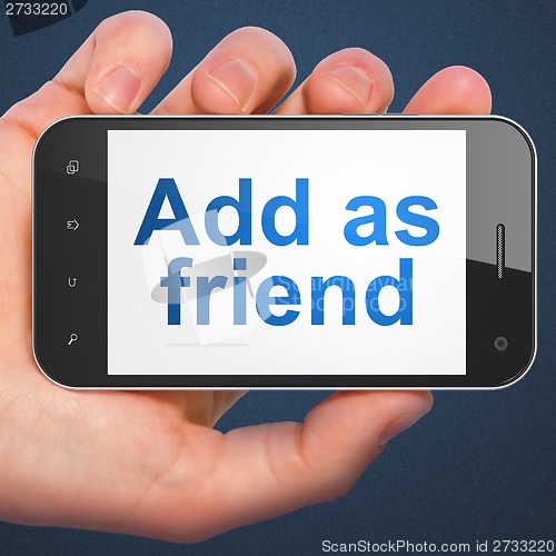 Image of Social media concept: Add as Friend on smartphone