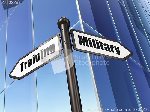 Image of Education concept: sign Military Training on Building background