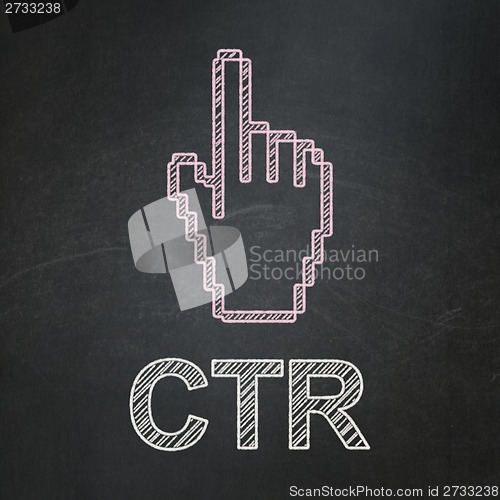 Image of Finance concept: Mouse Cursor and CTR on chalkboard background