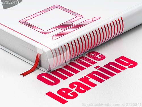 Image of Education concept: book Computer Pc, Online Learning on white background