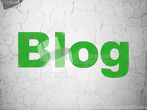 Image of Web development concept: Blog on wall background