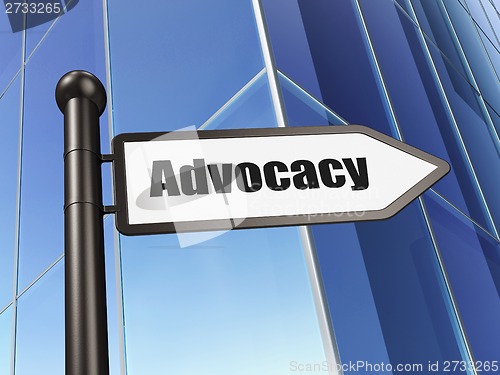 Image of Law concept: sign Advocacy on Building background