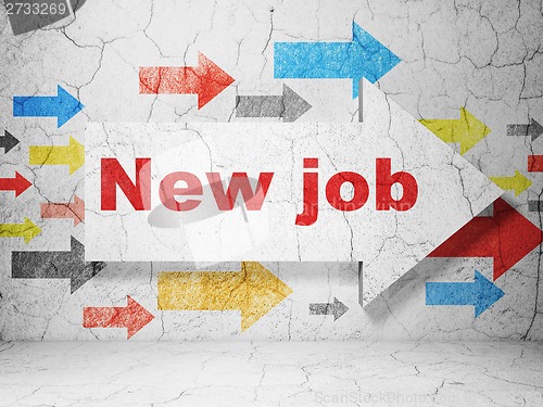 Image of Finance concept: arrow with New Job on grunge wall background
