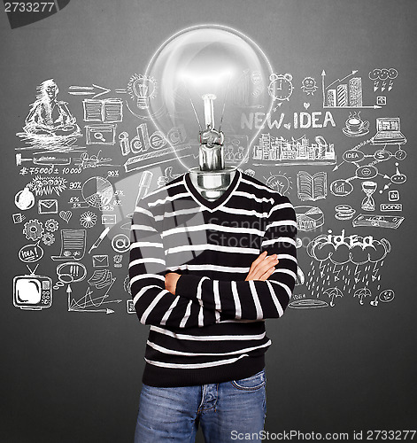 Image of Lamp Head Man In Striped Pullover