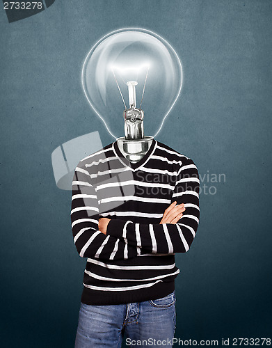 Image of Lamp Head Man In Striped Pullover