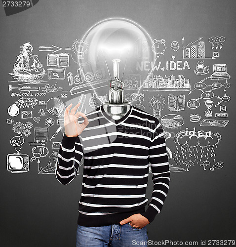 Image of Lamp Head Man In Striped Pullover