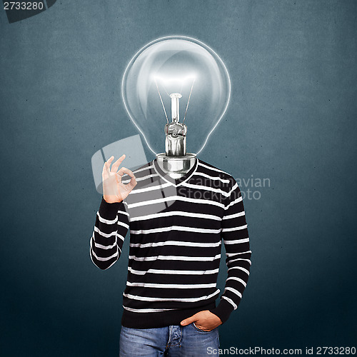 Image of Lamp Head Man In Striped Pullover