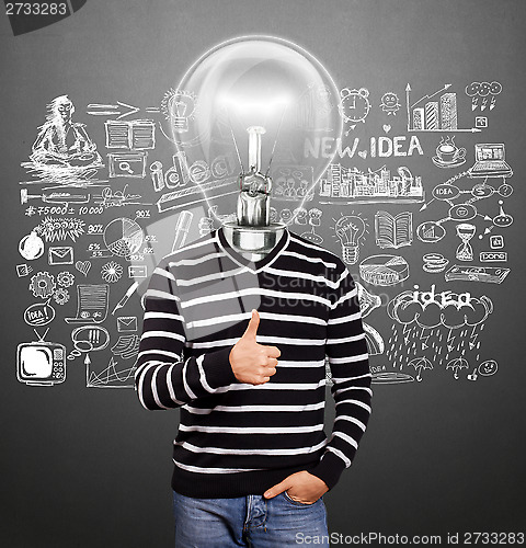 Image of Lamp Head Man In Striped Pullover