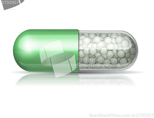 Image of Medical green capsule with granules