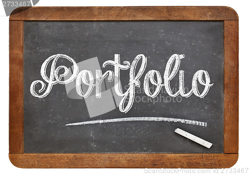 Image of portfolio word on blackboard