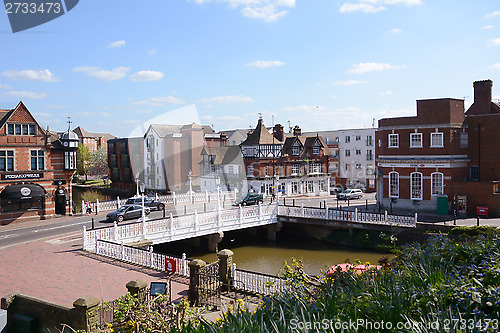 Image of The Medway flows beneath Tonbridge High Street in Kent, England