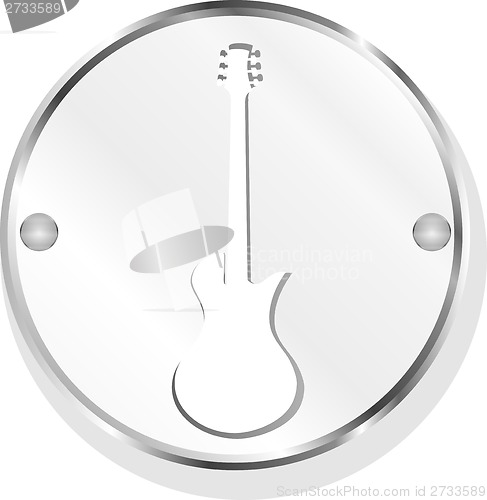 Image of electric guitar icon button isolated on white