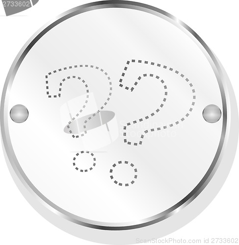 Image of Stylish button with question mark, isolated on white