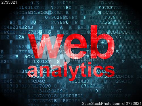 Image of SEO web design concept: Web Analytics on digital background