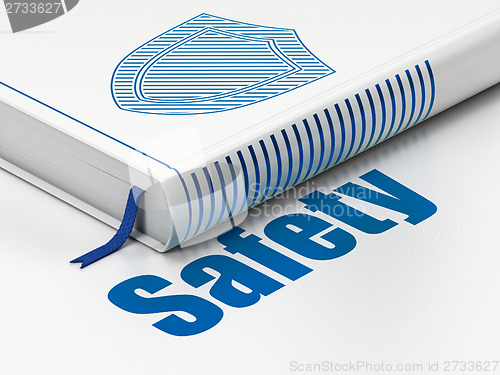 Image of Protection concept: book Shield, Safety on white background