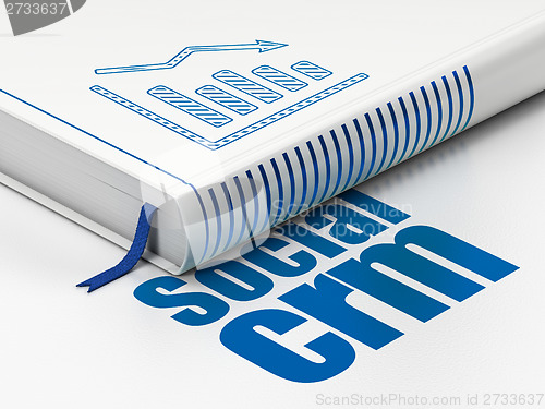 Image of Business concept: book Decline Graph, Social CRM on white background