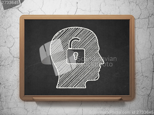 Image of Business concept: Head With Padlock on chalkboard background