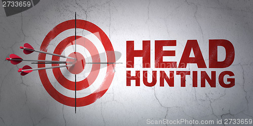 Image of Finance concept: target and Head Hunting on wall background