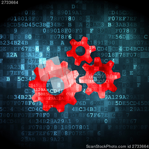 Image of Web design concept: Gears on digital background