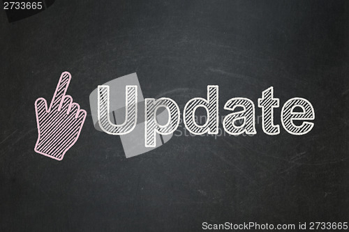 Image of Web design concept: Mouse Cursor and Update on chalkboard
