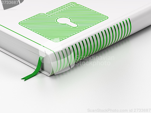 Image of Business concept: closed book, Folder With Keyhole on white