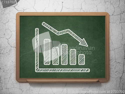 Image of Finance concept: Decline Graph on chalkboard background
