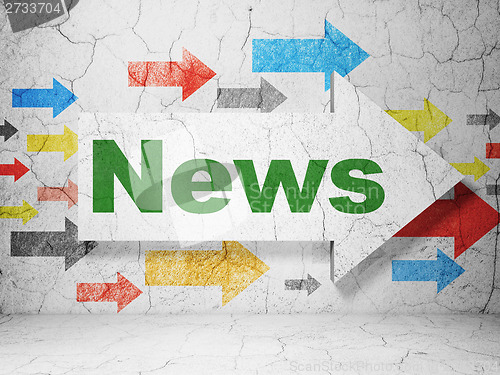 Image of News concept: arrow with News on grunge wall background