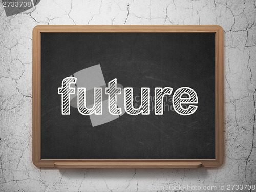 Image of Time concept: Future on chalkboard background