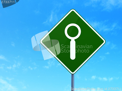 Image of Data concept: Search on road sign background