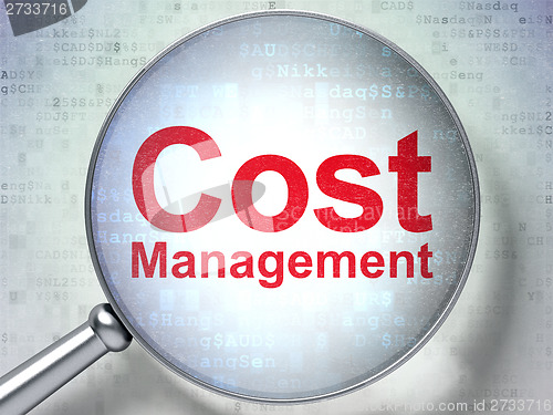 Image of Finance concept: Cost Management with optical glass