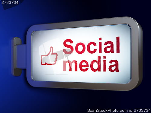 Image of Social Media and Thumb Up on billboard