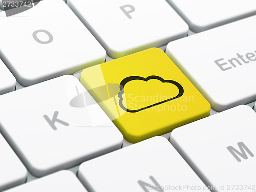 Image of Cloud networking concept: Cloud on computer keyboard background