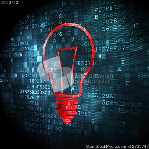 Image of Finance concept: Light Bulb on digital background