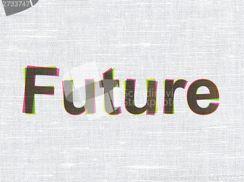Image of Timeline concept: Future on fabric texture background