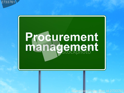 Image of Business concept: Procurement Management on road sign background